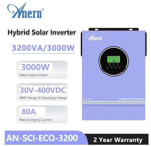 Anern Off Grid 3000W Inversor Híbrido 24V 12V Construído em 80A MPPT MAX PV 400Vdc 150Vdc **FRETE POR CONTA DO GANHADOR**